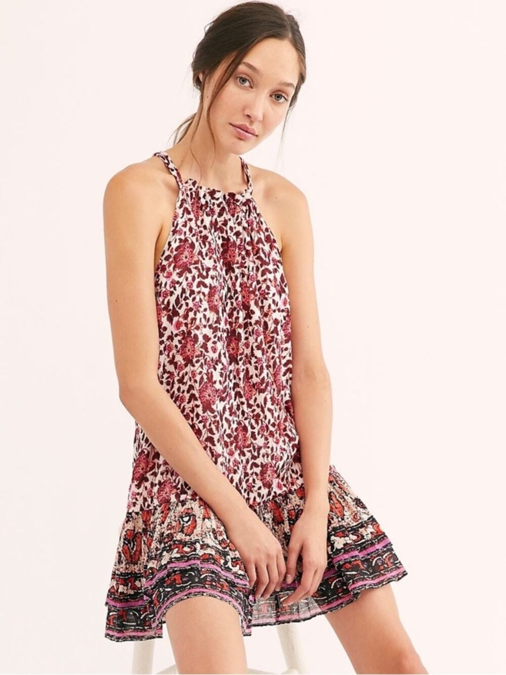 Free People Lyla Mini Dress Swing Floral Print Size Small Summer Vacation